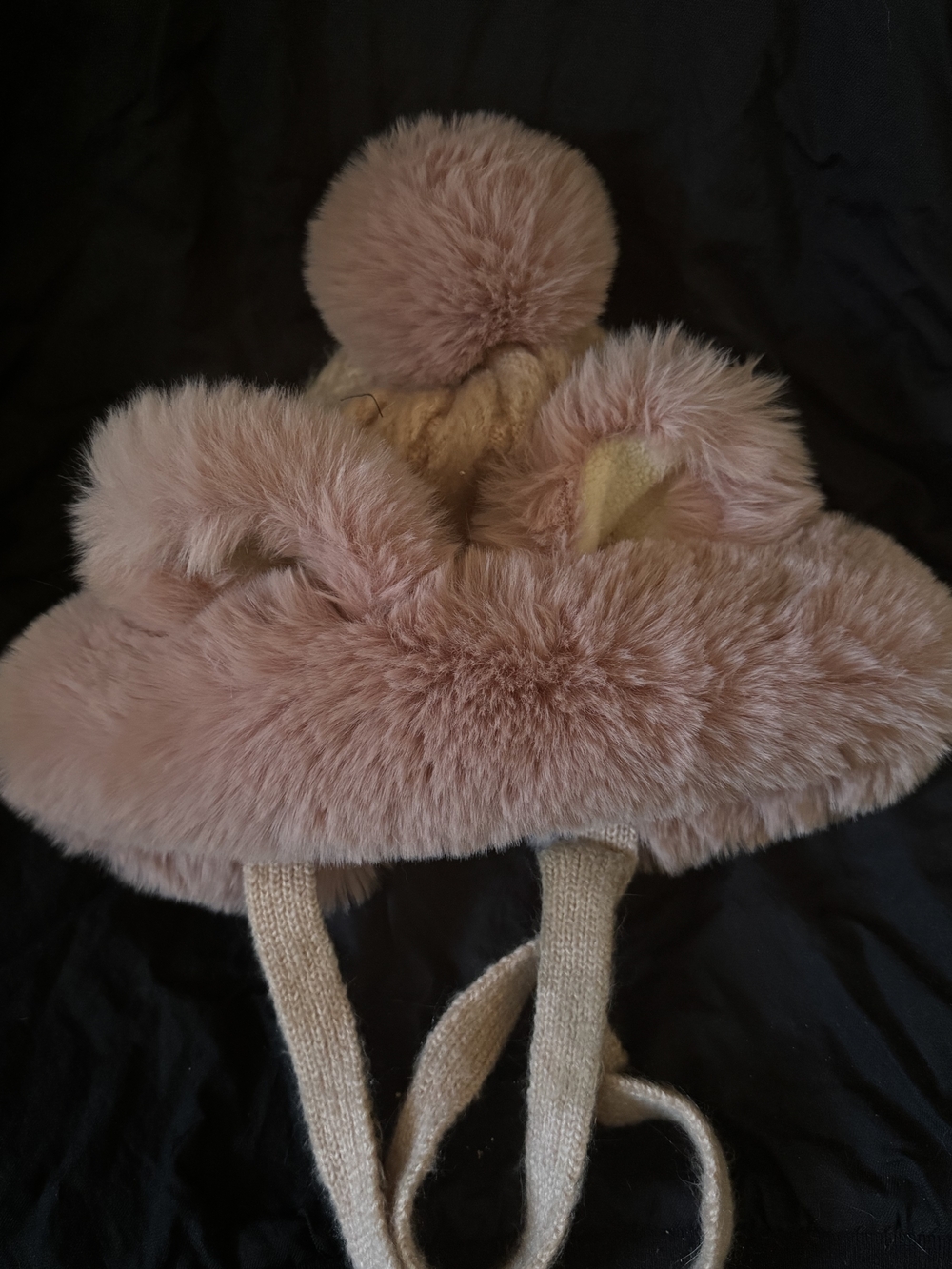 Plush Pink Faux Fur Teen/Adult Hat with Pom Pom